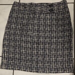 Ann Taylor Black and White Textured Pencil Skirt